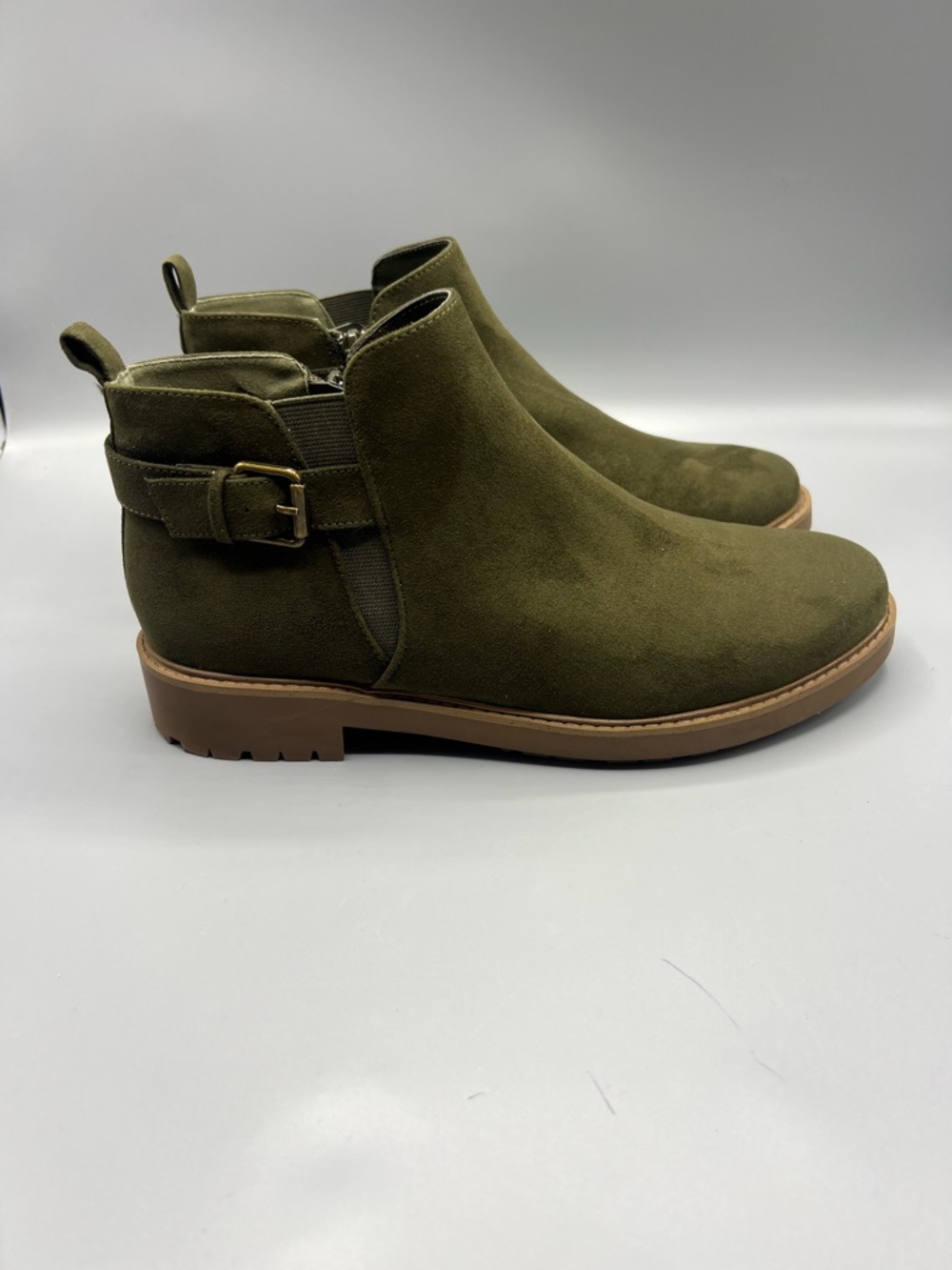 Esprit Women’s Sienna Faux Suede Olive Suede Ankle Booties